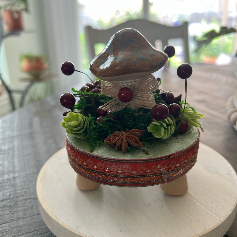 Festive Mushroom Home Decor with Red Accents